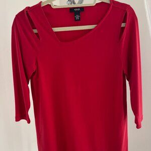 Women's Alfani Red top with Cut outs and Asymmetricall Hem